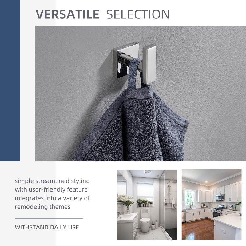 Angle Simple Towel Hook for Bathroom, SUS 304 Stainless Steel Robe Coat Hook, Hand Towel Holder Wall Mounted, Polished Chrome - Image 3